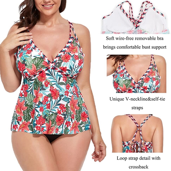 FULLFITALL Women's Plus Size Tankini Swim Top - Picture 14 of 14
